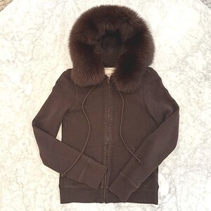 JCrew Fur and cotton hoodie